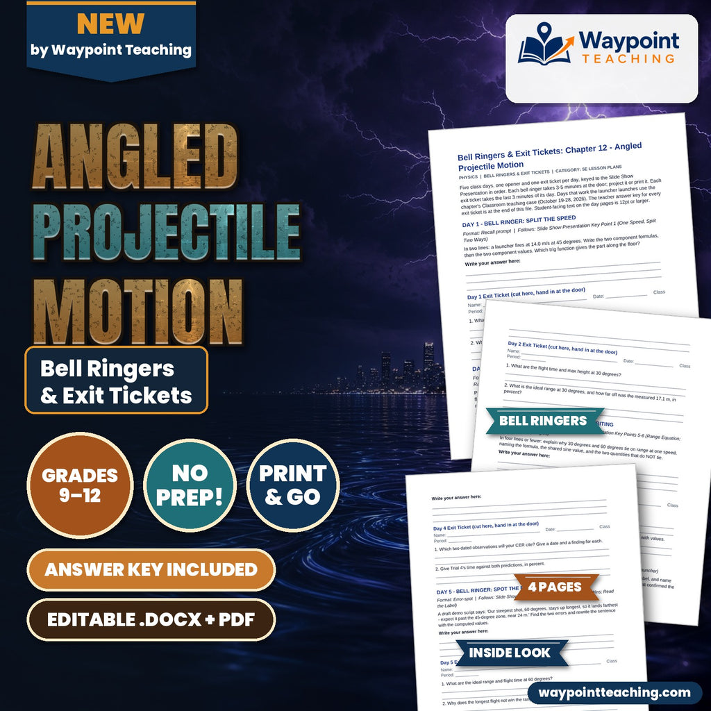 Angled Projectile Motion Bell Ringers & Exit Tickets cover