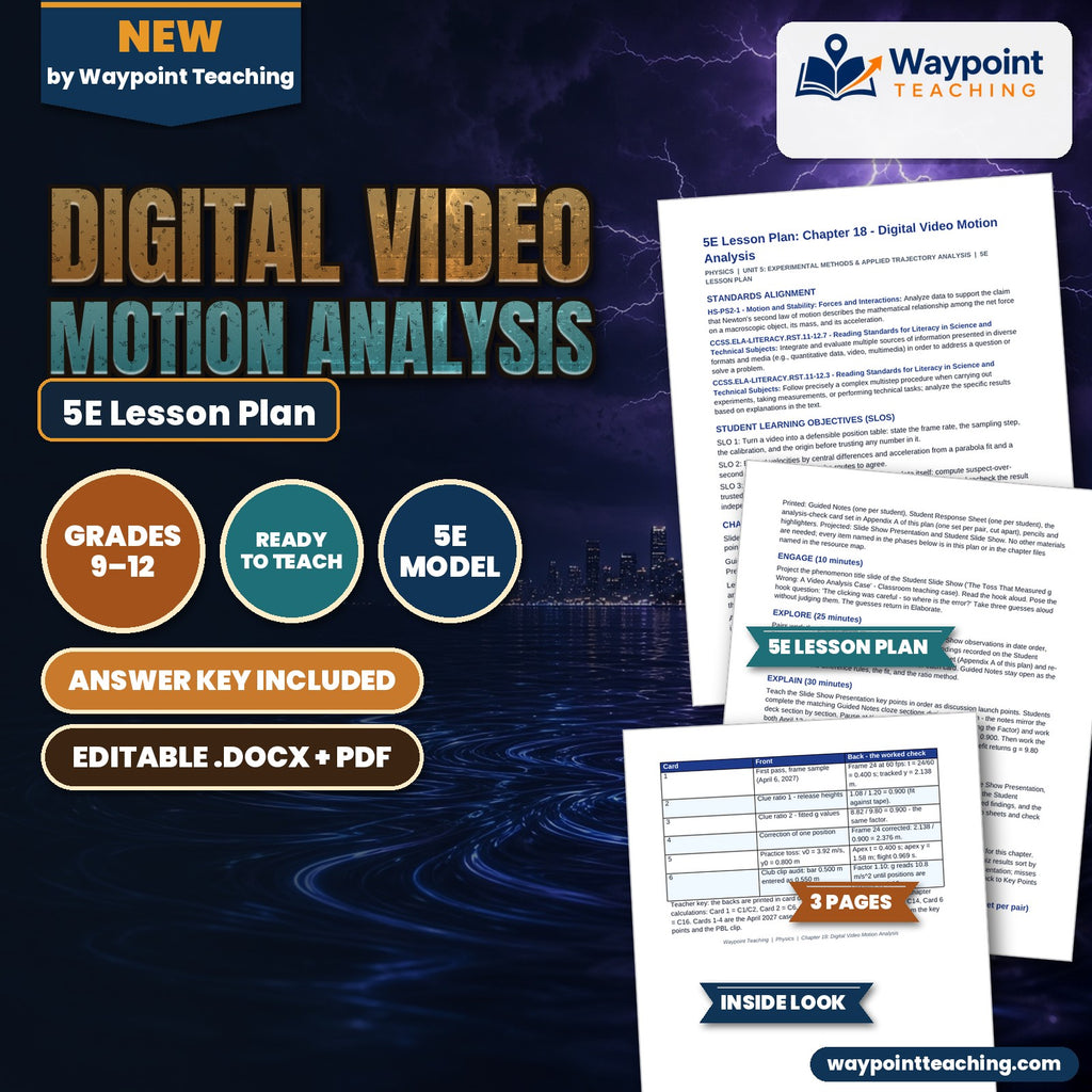 Digital Video Motion Analysis 5E Lesson Plan cover