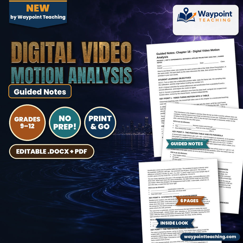 Digital Video Motion Analysis Guided Notes cover