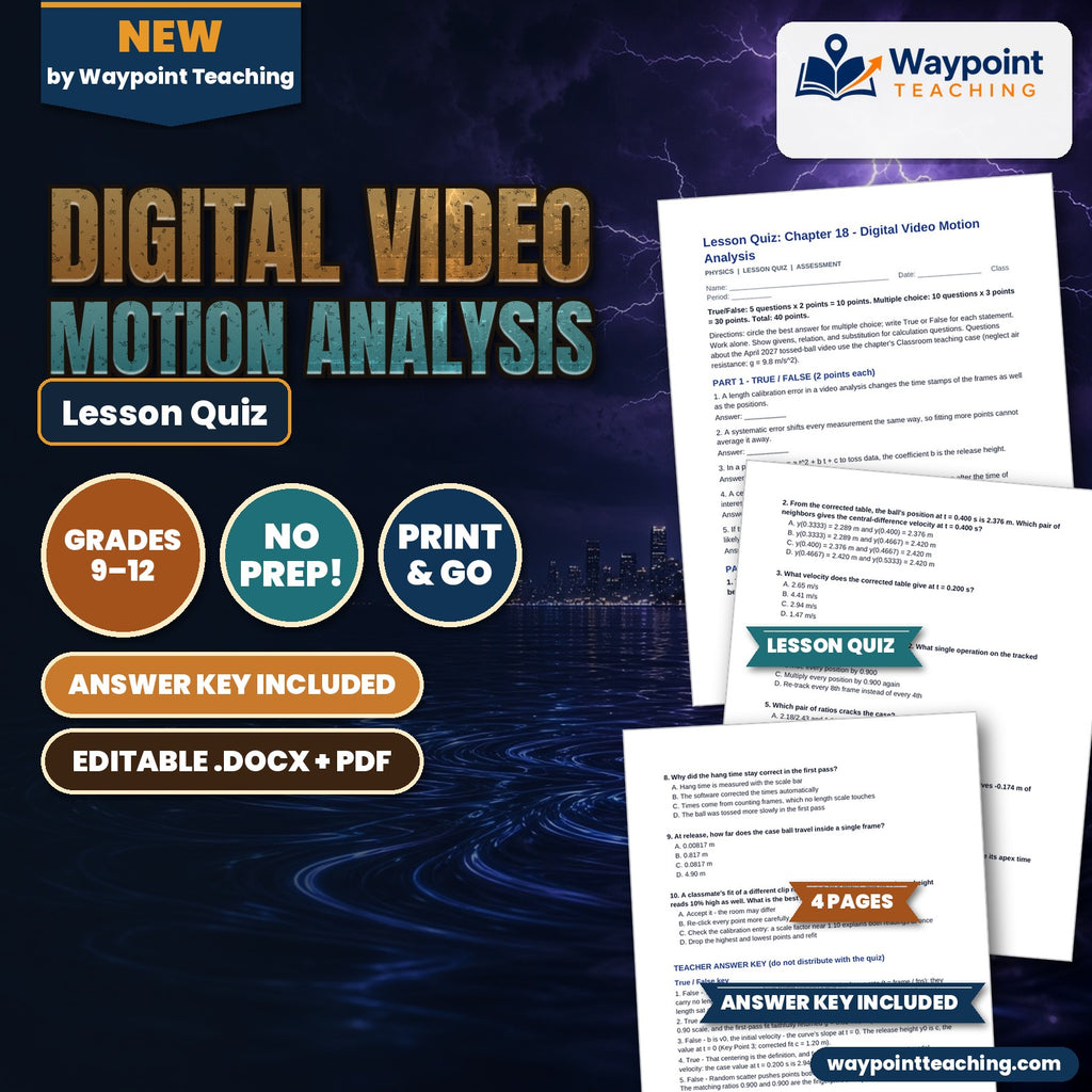 Digital Video Motion Analysis Lesson Quiz cover