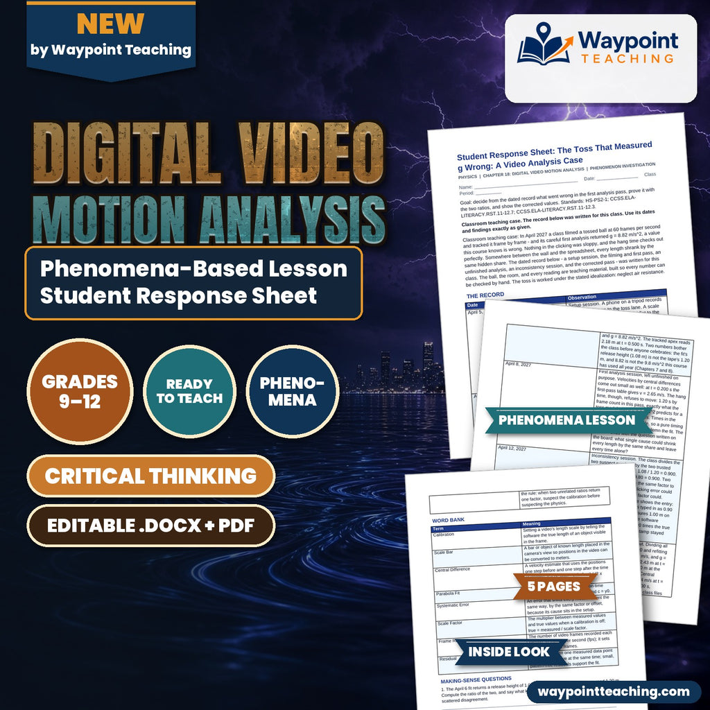 Digital Video Motion Analysis Phenomena-Based Lesson: The Toss That Measured g Wrong: A Video Analysis Case Student Response Sheet cover