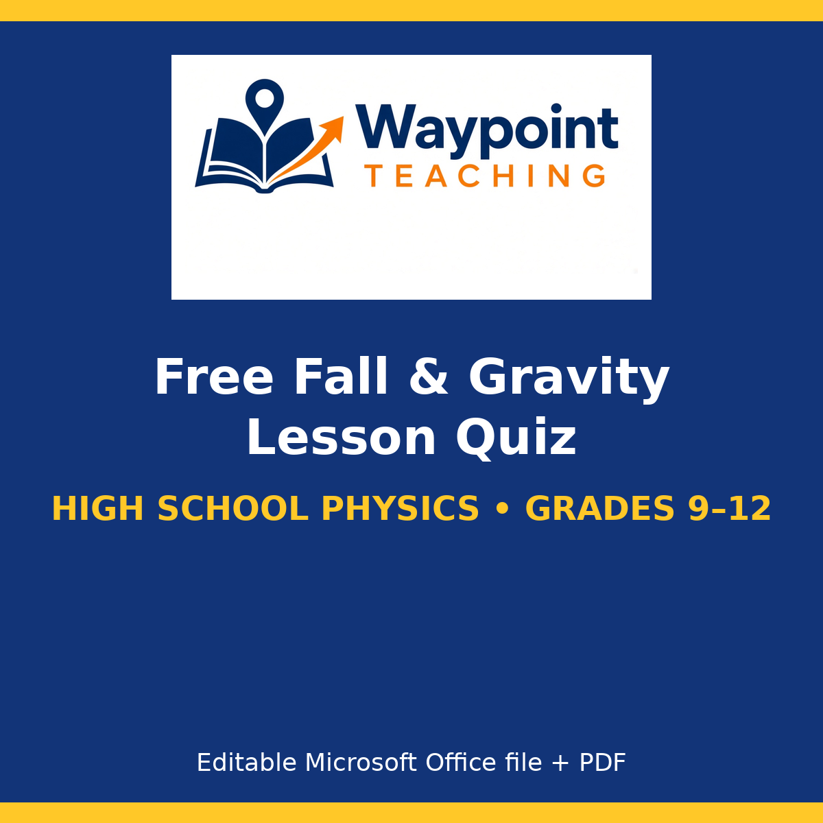 Free Fall & Gravity Lesson Quiz cover