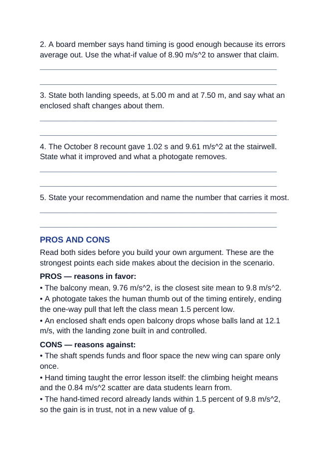 Free Fall & Gravity Real-World Case Study sample page