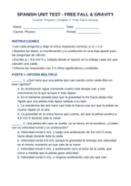 Free Fall & Gravity Spanish Unit Test sample page
