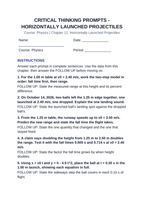 Horizontally Launched Projectiles Critical Thinking Prompts sample page