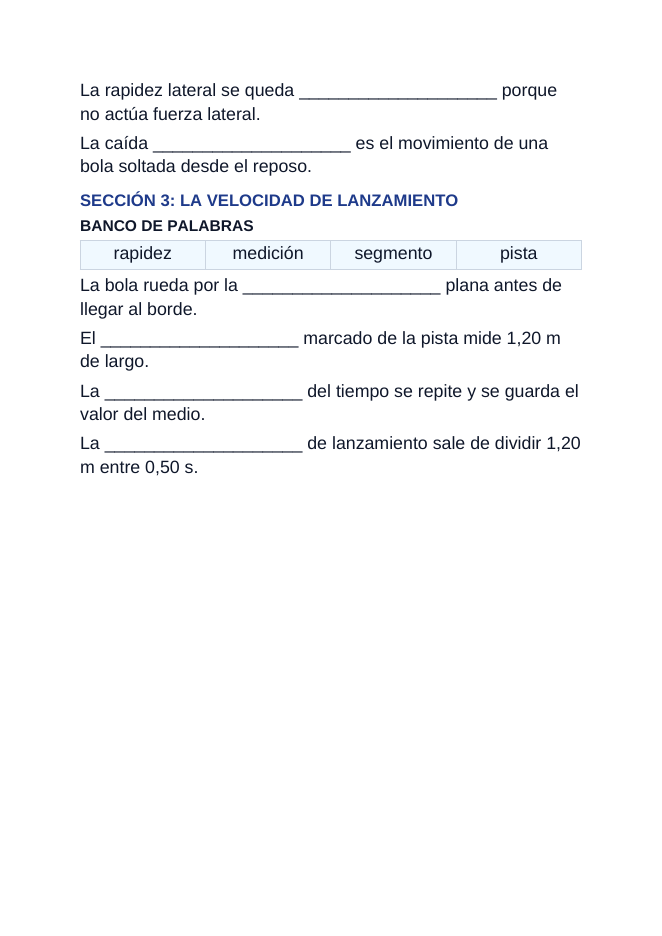 Horizontally Launched Projectiles Spanish Guided Notes sample page