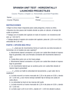 Horizontally Launched Projectiles Spanish Unit Test sample page