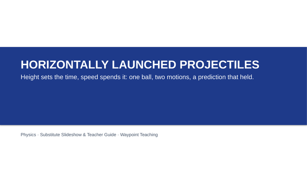 Horizontally Launched Projectiles Substitute Slideshow & Teacher Guide sample page