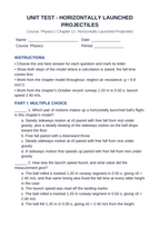 Horizontally Launched Projectiles Unit Test sample page