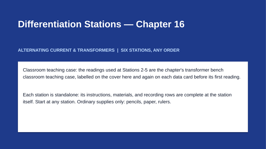 Alternating Current & Transformers Differentiation Stations sample page