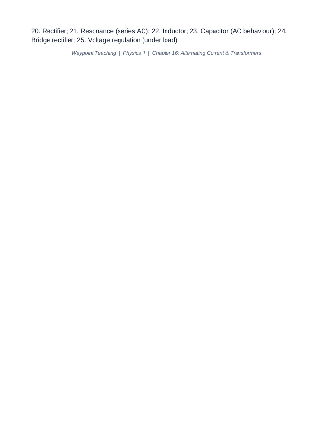 Alternating Current & Transformers Fill-in-the-Blank Vocabulary Worksheet sample page
