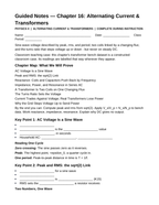 Alternating Current & Transformers Guided Notes sample page