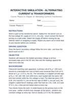 Alternating Current & Transformers Interactive Simulation sample page