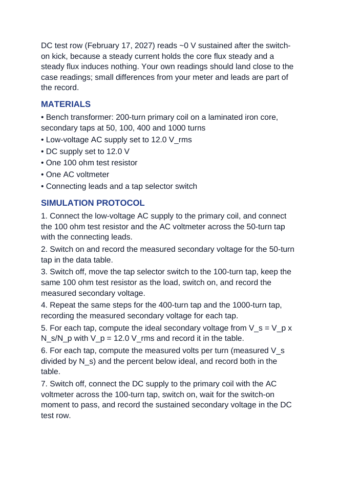 Alternating Current & Transformers Interactive Simulation sample page