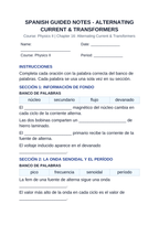 Alternating Current & Transformers Spanish Guided Notes sample page