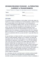 Alternating Current & Transformers Spanish Reading Passage & Comprehension Questions sample page