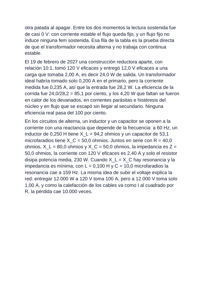 Alternating Current & Transformers Spanish Reading Passage & Comprehension Questions sample page