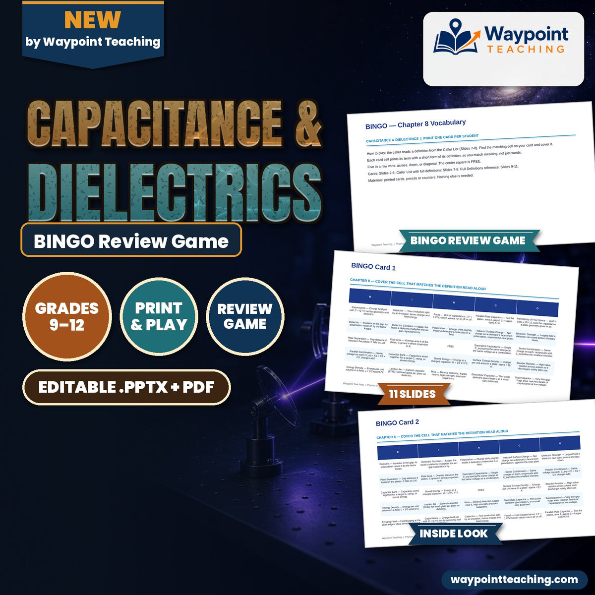 Capacitance & Dielectrics BINGO Review Game cover