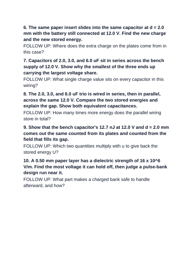 Capacitance & Dielectrics Critical Thinking Prompts sample page