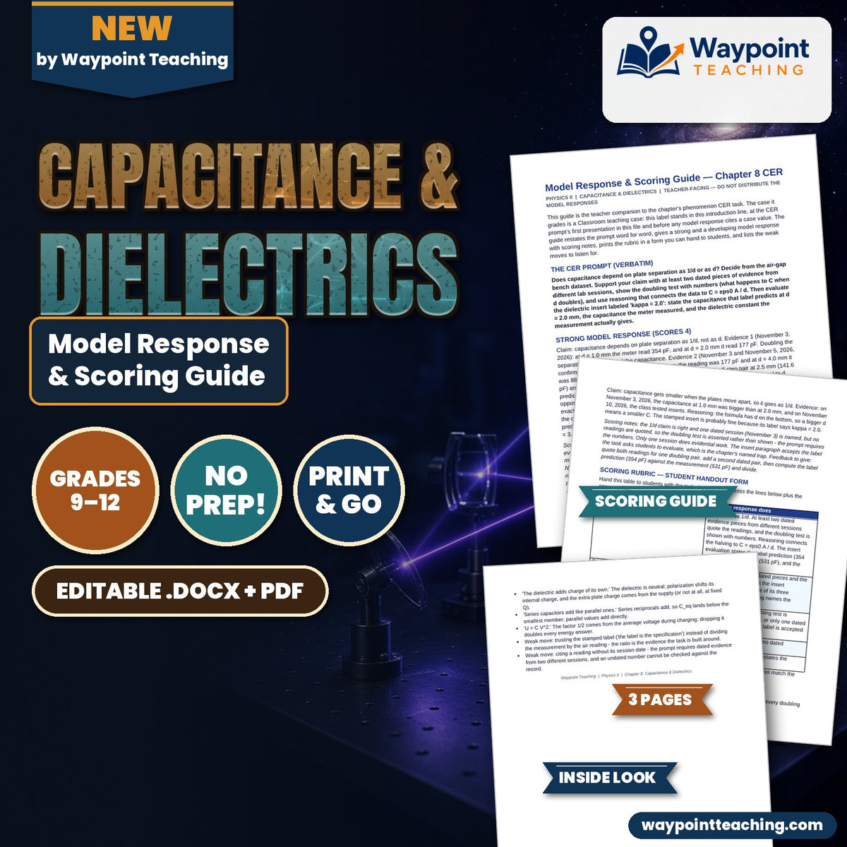 Capacitance & Dielectrics Model Response & Scoring Guide cover