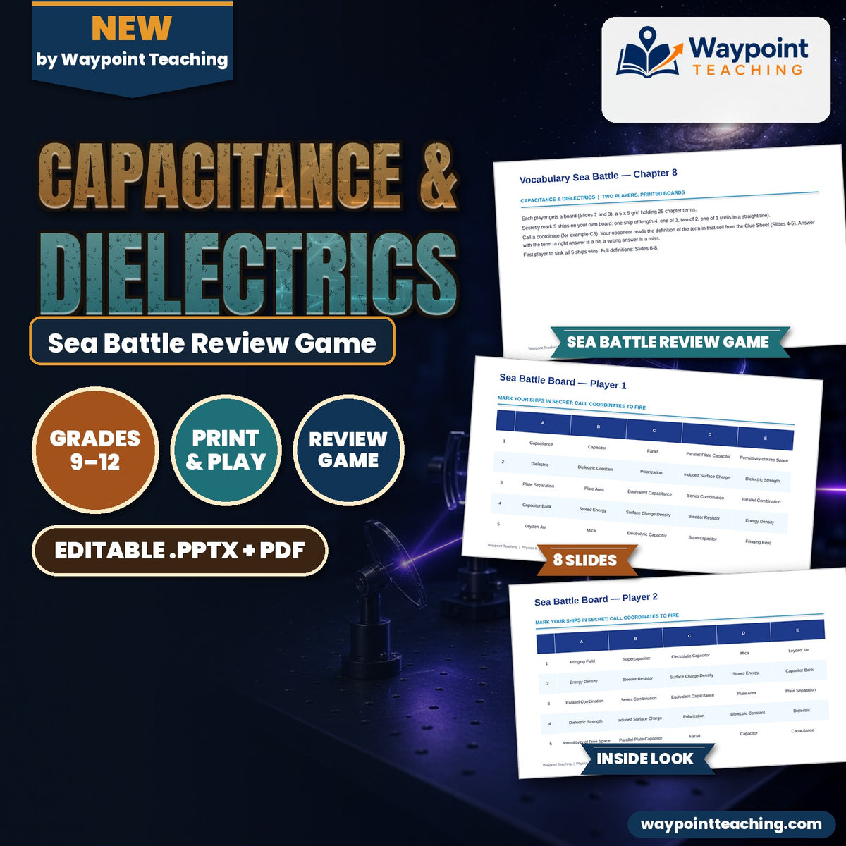 Capacitance & Dielectrics Sea Battle Review Game cover