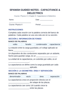 Capacitance & Dielectrics Spanish Guided Notes sample page