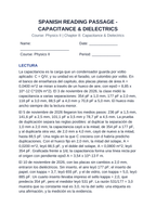Capacitance & Dielectrics Spanish Reading Passage & Comprehension Questions sample page