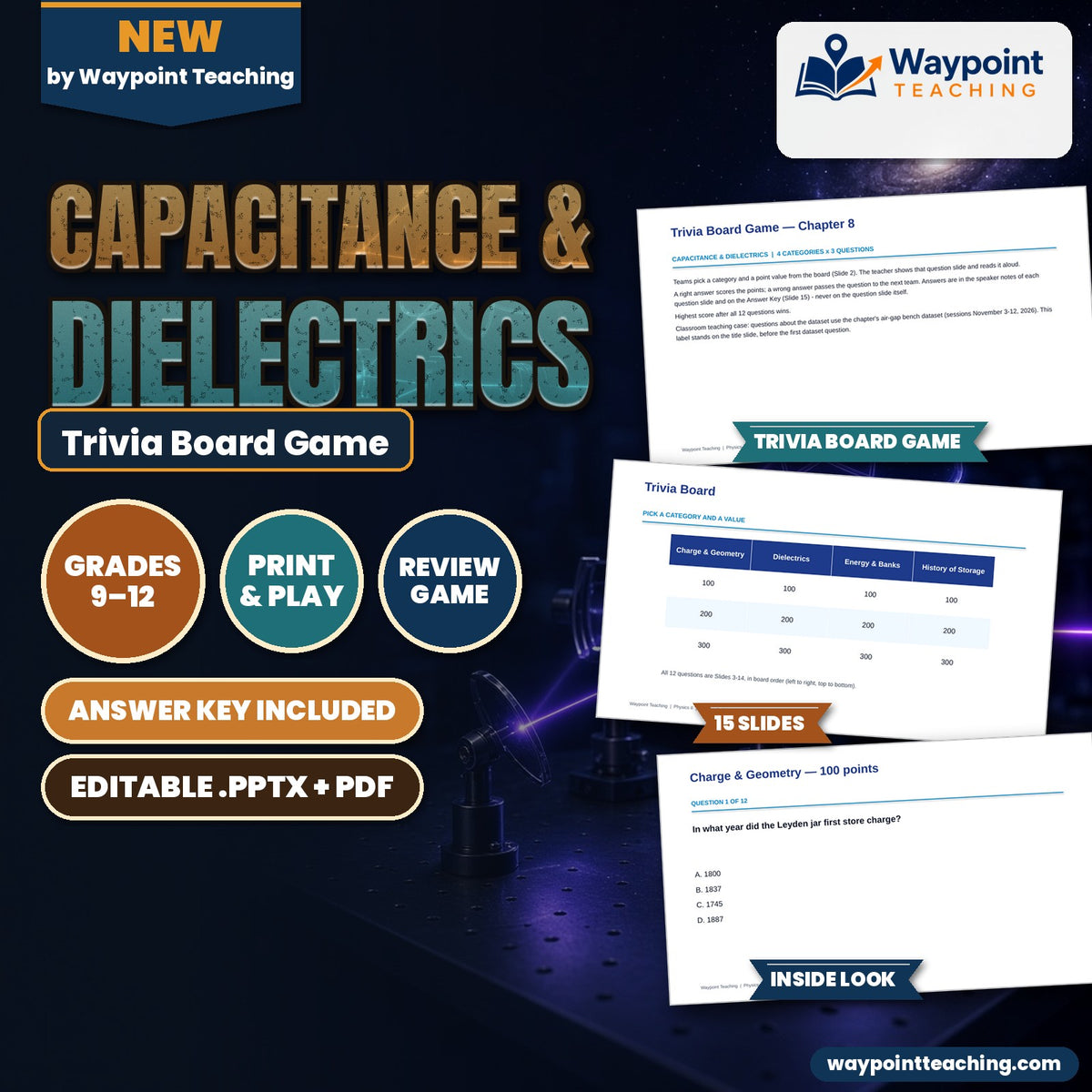 Capacitance & Dielectrics Trivia Board Game cover