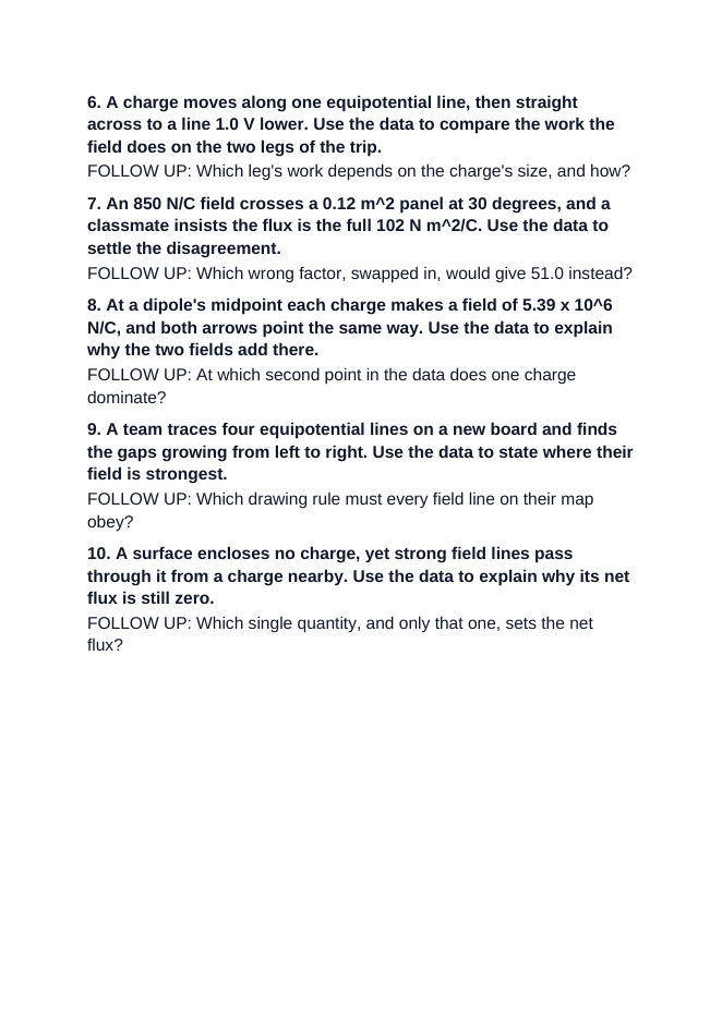 Electric Fields & Flux Critical Thinking Prompts sample page