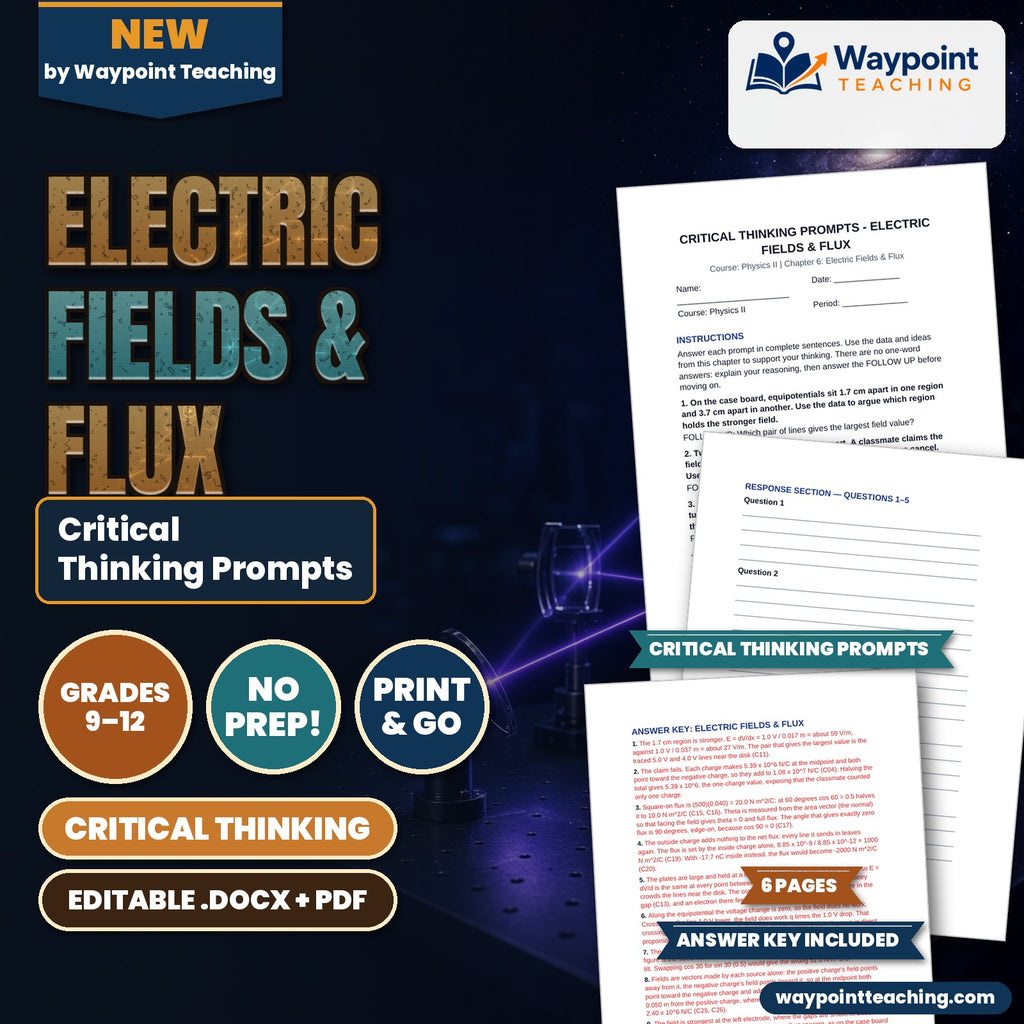 Electric Fields & Flux Critical Thinking Prompts cover