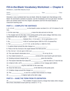 Electric Fields & Flux Fill-in-the-Blank Vocabulary Worksheet sample page