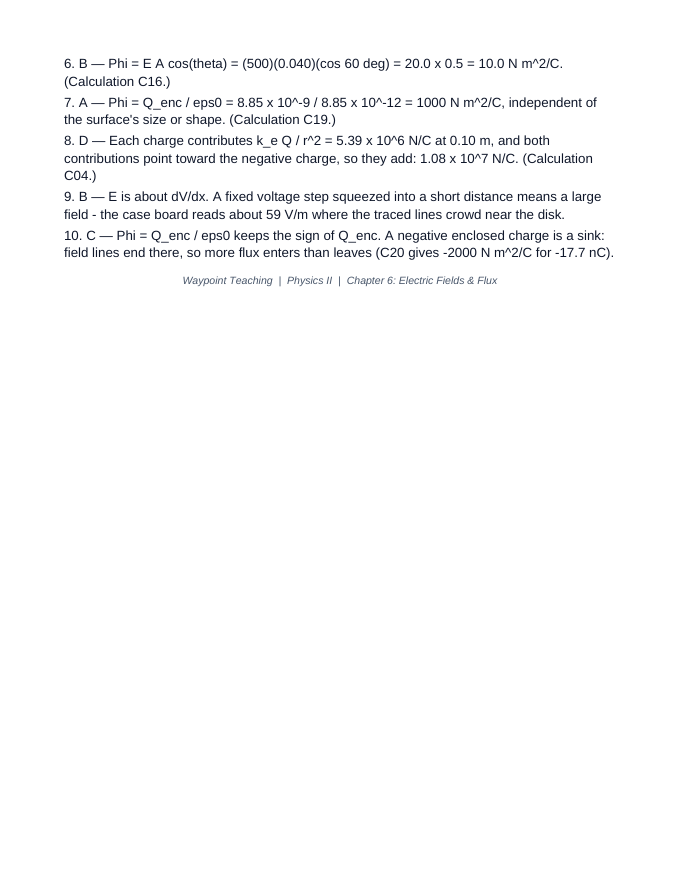 Electric Fields & Flux Lesson Quiz sample page