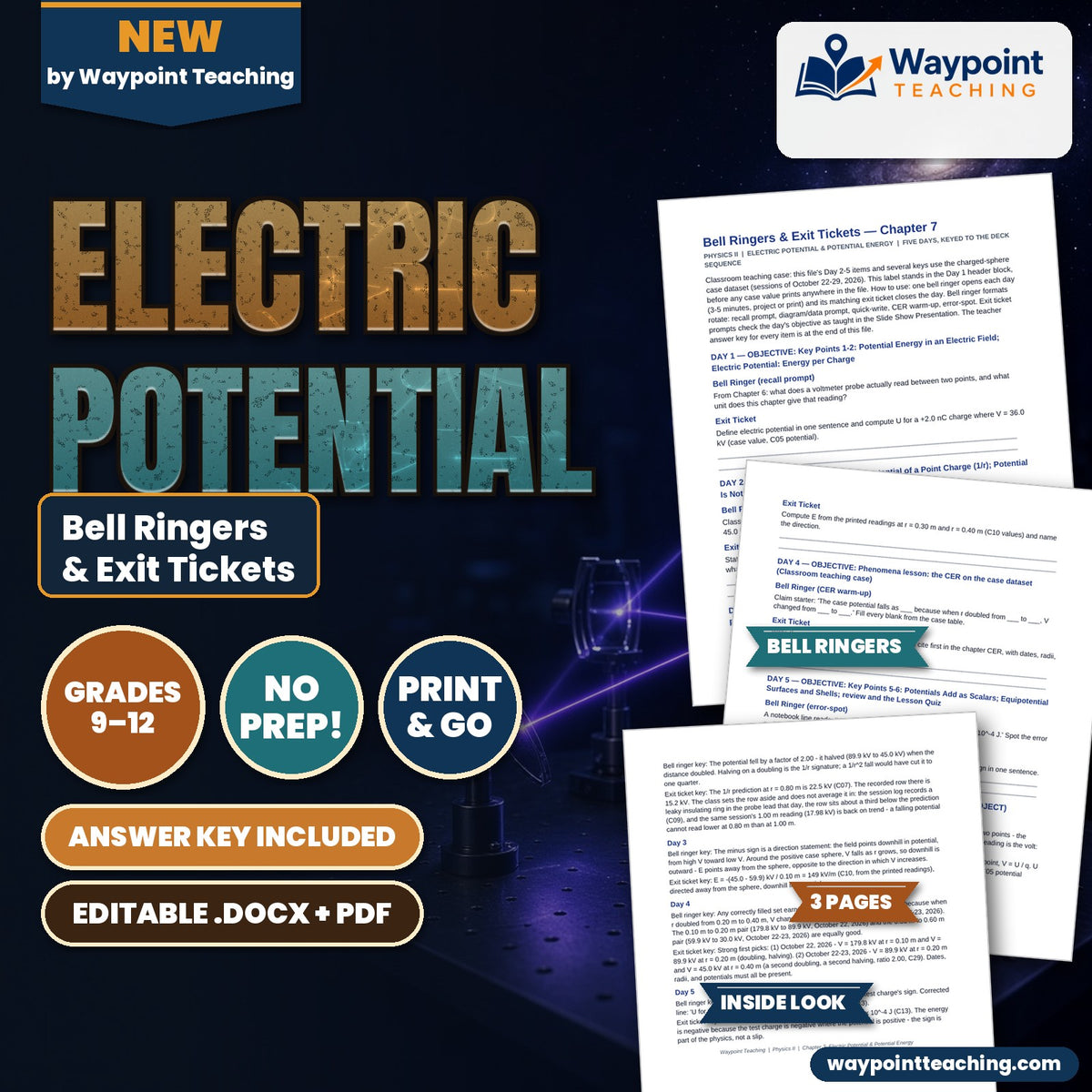 Electric Potential Bell Ringers & Exit Tickets cover