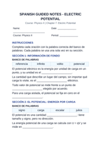 Electric Potential Spanish Guided Notes sample page