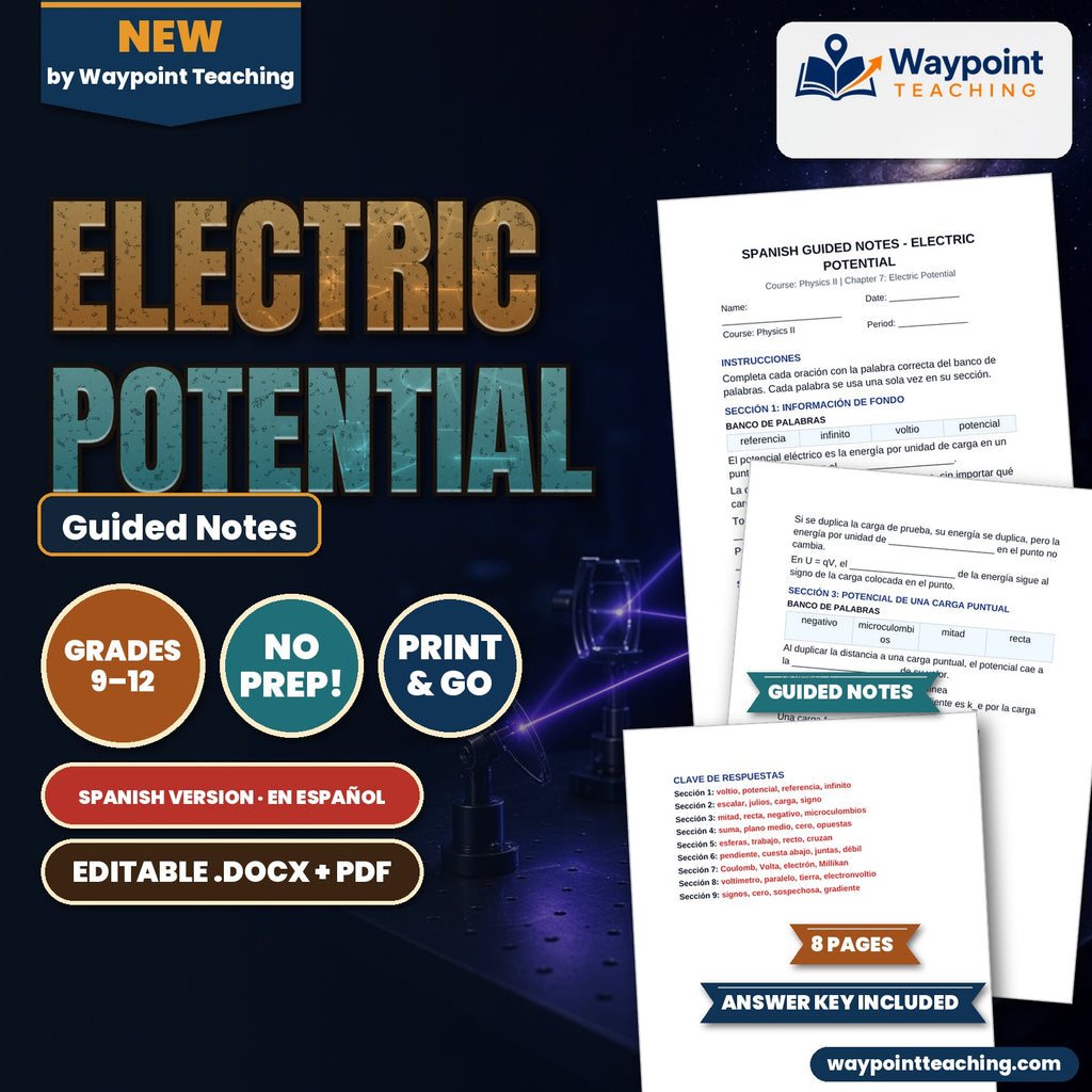 Electric Potential Spanish Guided Notes cover