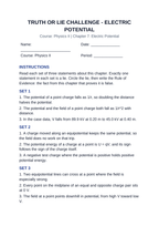 Electric Potential Truth or Lie Challenge sample page