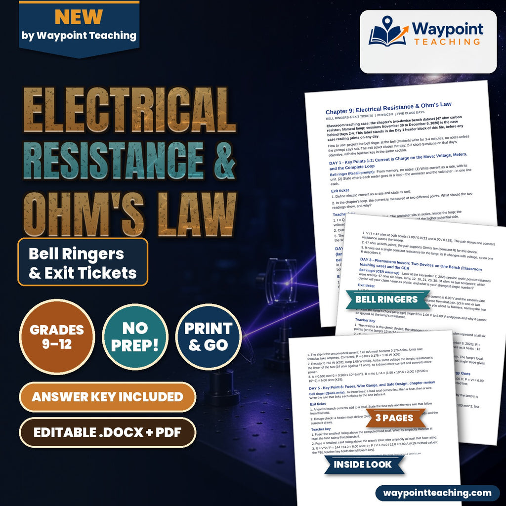 Electrical Resistance & Ohm's Law Bell Ringers & Exit Tickets cover