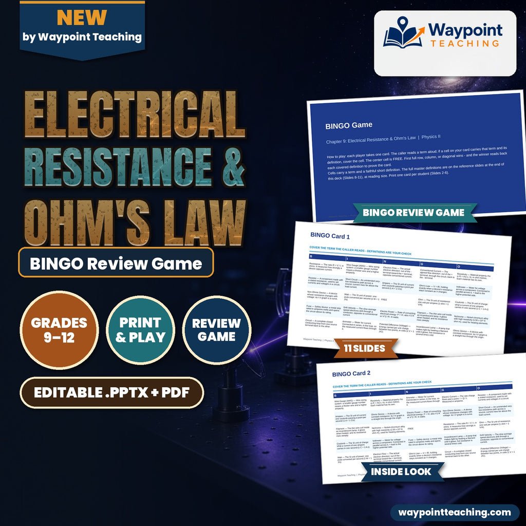 Electrical Resistance & Ohm's Law BINGO Review Game cover