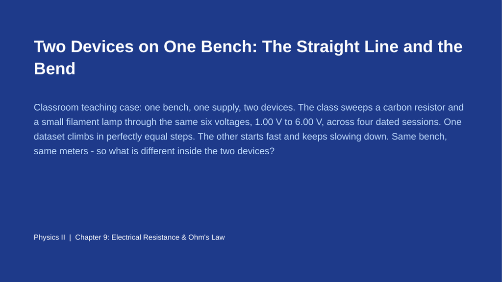 Electrical Resistance & Ohm's Law Phenomena-Based Lesson: Two Devices on One Bench: The Straight Line and the Bend Presentation sample page