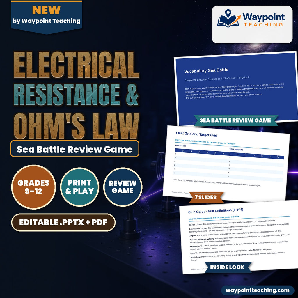 Electrical Resistance & Ohm's Law Sea Battle Review Game cover