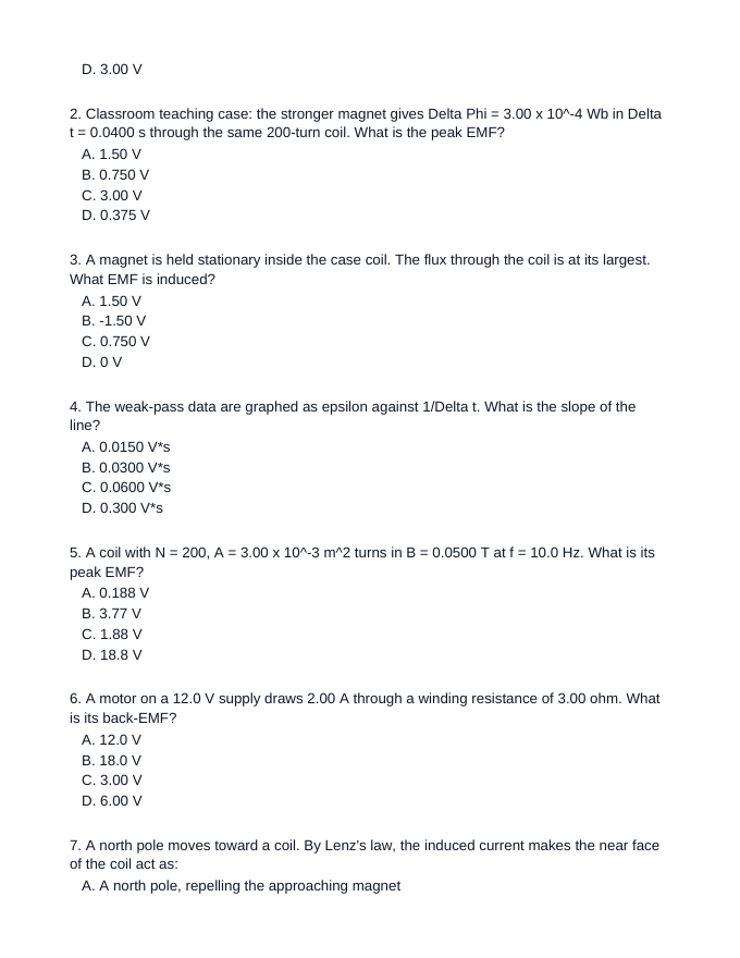 Electromagnetic Induction Lesson Quiz sample page