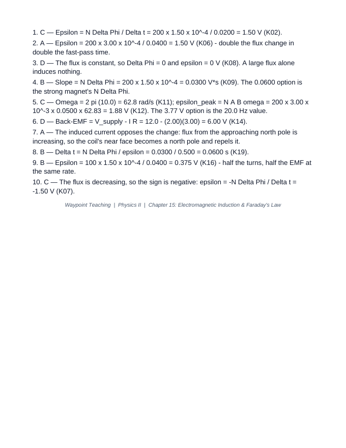 Electromagnetic Induction Lesson Quiz sample page