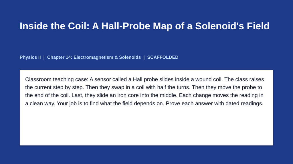 Electromagnetism & Solenoids Scaffolded Phenomena-Based Lesson: Inside the Coil: A Hall-Probe Map of a Solenoid's Field Presentation sample page