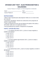 Electromagnetism & Solenoids Spanish Unit Test sample page