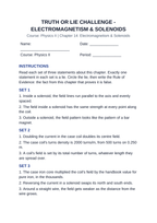 Electromagnetism & Solenoids Truth or Lie Challenge sample page