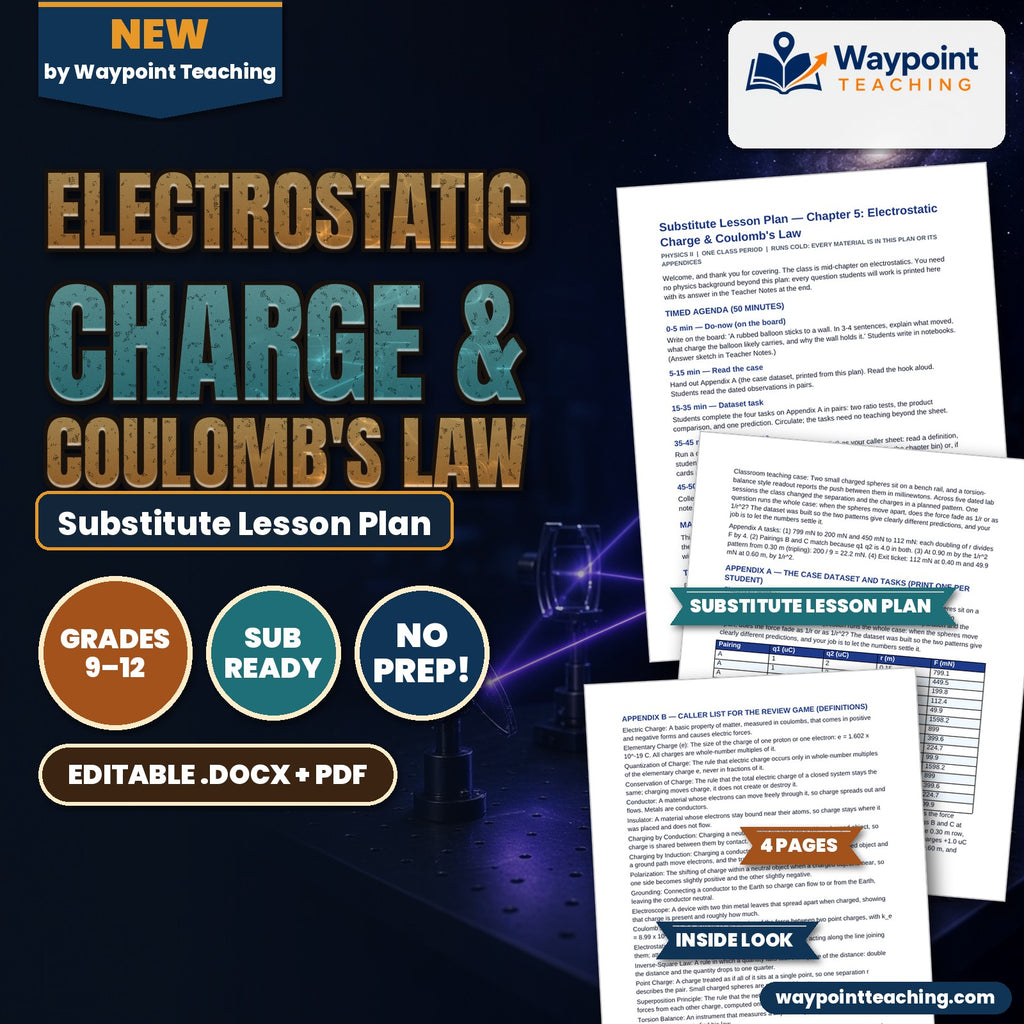 Electrostatic Charge & Coulomb's Law Substitute Lesson Plan cover