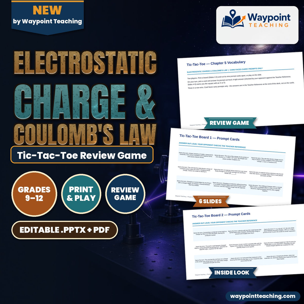 Electrostatic Charge & Coulomb's Law Tic-Tac-Toe Review Game cover