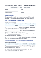Fluid Dynamics Spanish Guided Notes sample page