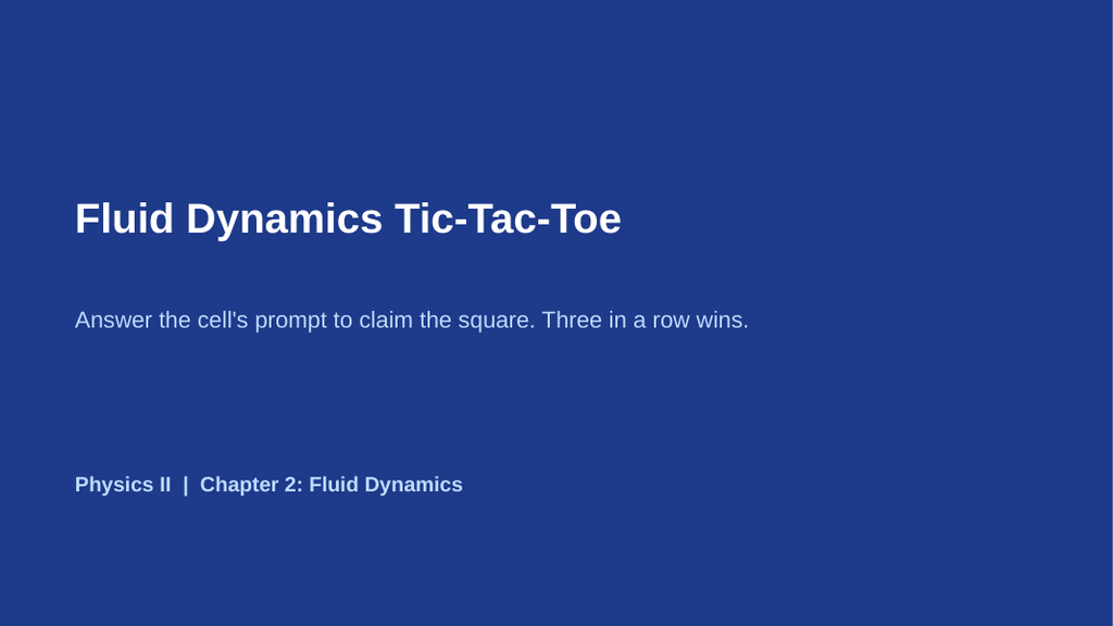 Fluid Dynamics Tic-Tac-Toe Review Game sample page