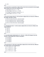 Geometric Optics & Lenses Lesson Quiz sample page